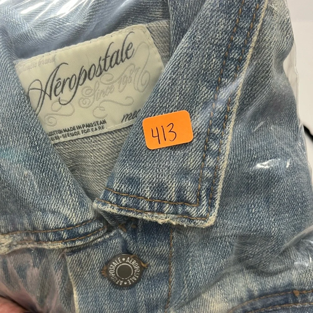 AEROPOSTALE DISTRESSED JEAN JACKET - Picture 15 of 15
